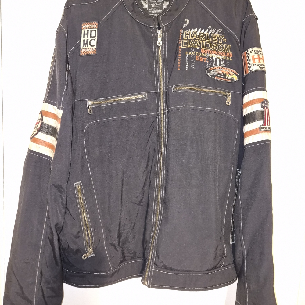 Harley-Davidson Black and Orange Men's Bomber Jacket